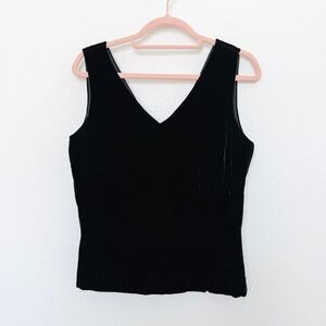Ann Taylor Womens Velvet Top Size 6 Black Silk Blend Sleeveless‎ 90s Whimsigoth